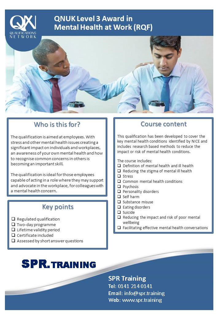 QNUK Level 3: Mental Health at Work (RQF)